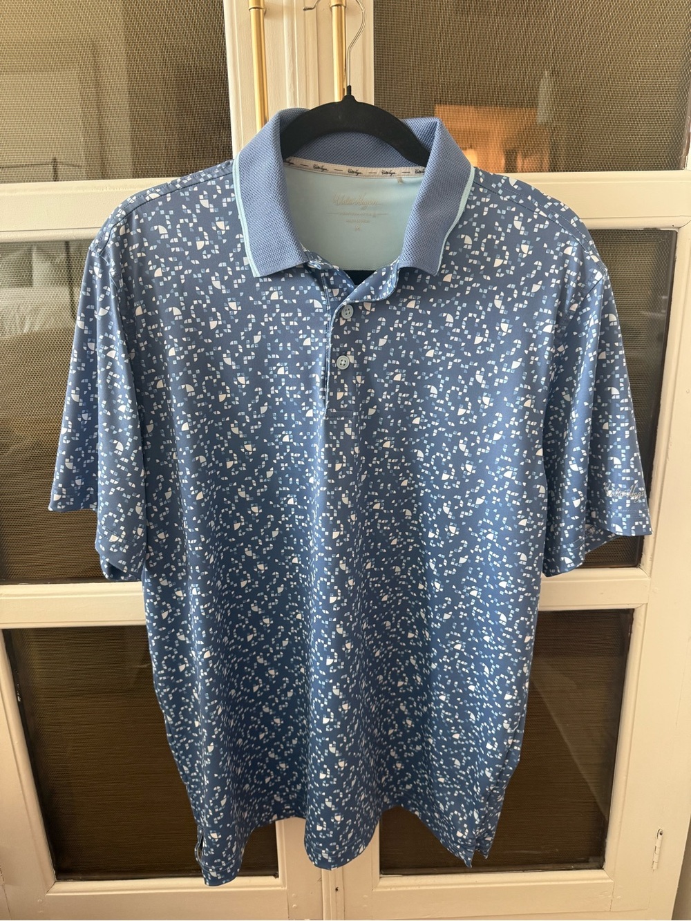 Walter Hagen Blue Polo with White Speckle Print
